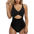 thumbnail image 1 of UTSJKR Womens One Piece Swimsuits Push Up Tummy Control Bathing Suit Cutout Ruched Slimming Swim Suits 2025 Black S, 1 of 7