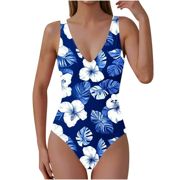 UTSJKR Womens One Piece Swimsuits Tummy Control Modest Bathing Suit Floral Beach Built in Bra Full Coverage Padded Swimwear Multicolor M