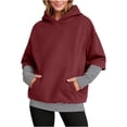 thumbnail image 1 of UTSJKR Womens Oversized Fake Two Piece Hoodies Fleece Sweatshirts Spring Fashion Pullover Sweaters Winter Clothes Army Green XL, 1 of 9