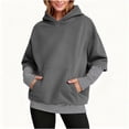 thumbnail image 1 of UTSJKR Womens Oversized Fake Two Piece Hoodies Fleece Sweatshirts Spring Fashion Pullover Sweaters Winter Clothes Gray S, 1 of 1