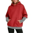 thumbnail image 1 of UTSJKR Womens Oversized Fake Two Piece Hoodies Fleece Sweatshirts Spring Fashion Pullover Sweaters Winter Clothes Red XXL, 1 of 9