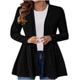 thumbnail image 1 of UTSJKR Womens Peplum Cardigan 2025 Fall Winter Medium Long Solid Knit Sweater Open Front Long Sleeve Casual Outerwear Black XXL, 1 of 6