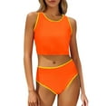 thumbnail image 1 of UTSJKR Womens Plus Size Tankini Swimsuits Tummy Control 2 Piece Bathing Suit Flowy Bikini with High Waist Shorts 2025 Orange XXL, 1 of 9