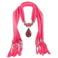 thumbnail image 1 of UTSJKR Womens Scarf Stylish Pendant Necklace Pendant Jewelry Polyester Shawl Scarves Ladies Soft Winter Infinity Scarves Hot Pink, 1 of 1