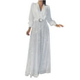 thumbnail image 1 of UTSJKR Womens Sequin Rompers Dressy Sequin Jumpsuit Formal Pantsuits for Women Evening Party Outfits Wide Leg Pants Sets White XL, 1 of 6