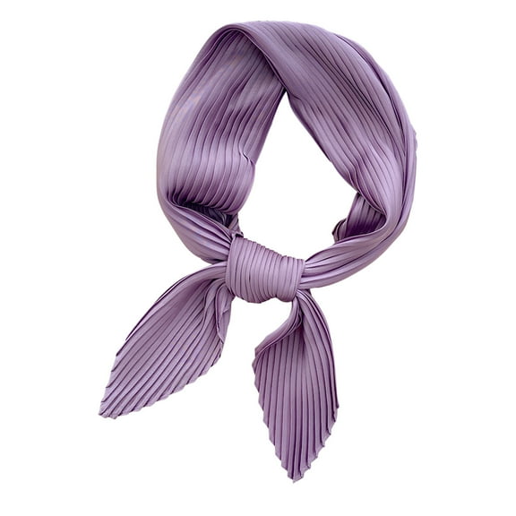 UTSJKR Womens Silk Like Square Scarf Neckerchief Solid Pleated Headwear Rhombus Head Scarf Neckerchief Square Bandana Purple