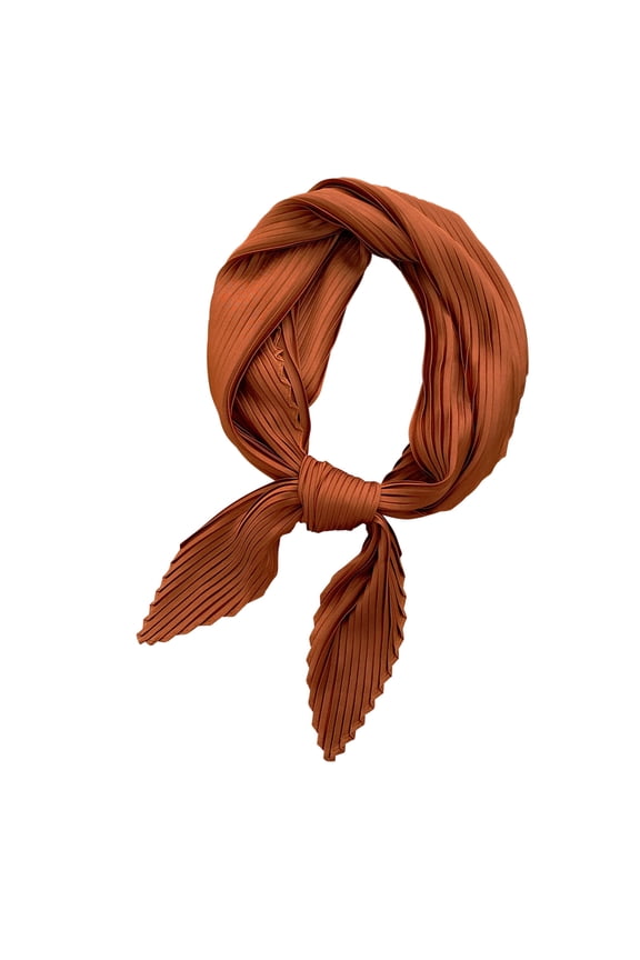 Womens Silk Like Square Scarf Neckerchief Solid Pleated Headwear Rhombus Head Scarf Neckerchief Square Bandana Watermelon Red