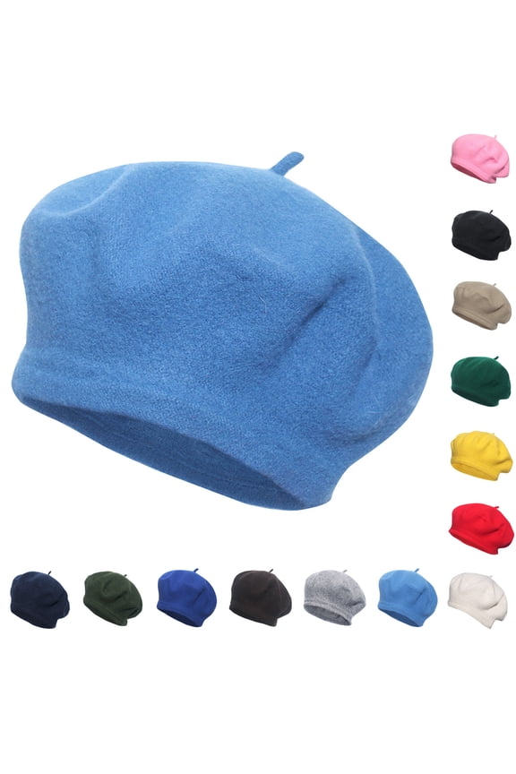 Womens Solid Classic Wool Beret with Rounded Crown for Fall Visit Afternoon Tea Weekend City Walk Soft Shaping Retro Daily Hat Orange