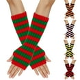 thumbnail image 1 of UTSJKR Womens Striped Long Fingerless Gloves，Christmas Knitted Arm Warmers Winter Fingerless Gloves for Punk Cosplay Party Pink, 1 of 4