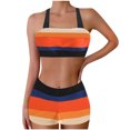 thumbnail image 1 of UTSJKR Womens Summer Bikini Set Color Block Patchwork Racerback High Waisted Swimsuit Sporty Trendy Two Piece Bathing Suit Orange M, 1 of 6