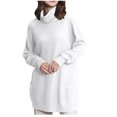 thumbnail image 1 of UTSJKR Womens Sweater Dress Long Sleeve Sundress 2024 Fashion Classic Solid Funnel Neck Dress Ribbed Knited Pullover Jumper Sweaters Dress White XL, 1 of 8