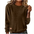 thumbnail image 1 of UTSJKR Womens Sweaters 2026 Spring Long Sleeve Lightweight Crewneck Sweater Soft Basic Ribbed Knit Loose Pullover Tops Jumpers Brown L, 1 of 8