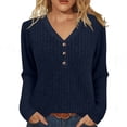 thumbnail image 1 of UTSJKR Womens Sweaters Long Sleeve Shirts 2026 Spring Fashion V Neck Sweatshirts Dressy Casual Tunic Tops Winter Clothes Navy XL, 1 of 8