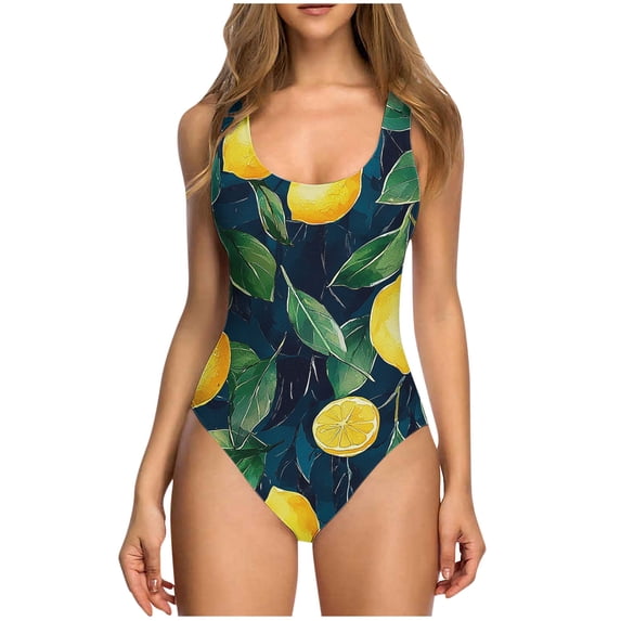 UTSJKR Womens Swimsuits One Piece Full Coverage Tummy Control Swimsuits Floral Backless Slimming Bathing Suits Yellow S
