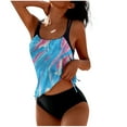 thumbnail image 1 of UTSJKR Womens Tankini Bathing Suits T-Back Top with Shorts Two Piece Tankini Swimsuit Summer Ruched Padded Modest Swimsuits Black S, 1 of 5