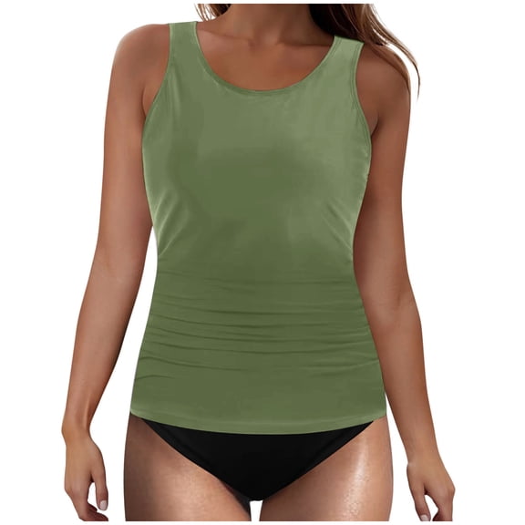UTSJKR SavingsWomens Tankini Bathing Suits with Bra 2 Piece Modestswimsuit Swim Tops and Triangle Shorts Ladies Swimwear 2025 Army Green M
