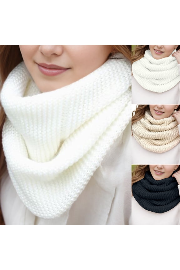 Womens Thick Ribbed Knit Winter Infinity Circle Loop Scarf Chunky Knit Circle Loop Infinity Scarf Fashion Neck Warmer Scarf Beige