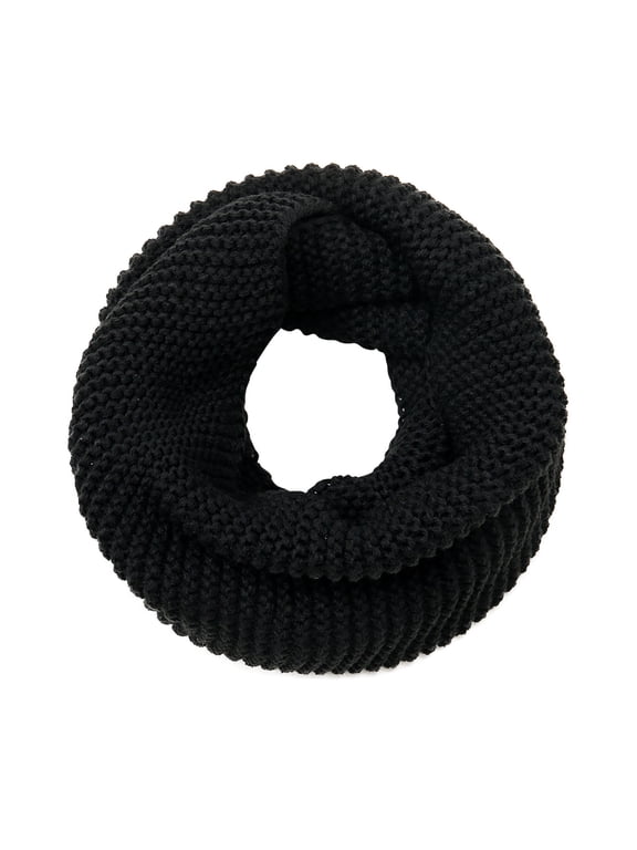 Womens Thick Ribbed Knit Winter Infinity Circle Loop Scarf Chunky Knit Circle Loop Infinity Scarf Fashion Neck Warmer Scarf Black