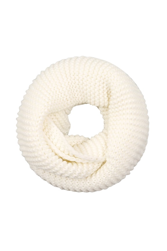 Womens Thick Ribbed Knit Winter Infinity Circle Loop Scarf Chunky Knit Circle Loop Infinity Scarf Fashion Neck Warmer Scarf White