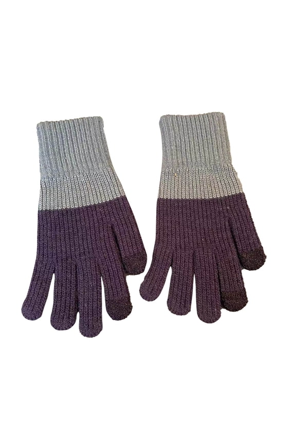 Womens Touch Screen Warm Gloves Cold Freezing Weather Cable Knit Texting Mittens Contrast Color Outdoor Sport Glove Navy