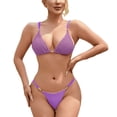 thumbnail image 1 of UTSJKR Womens Triangle Bikini Set Cheeky Triangle Top with Low Rise Bottoms Set Beach Pool Two Piece Swimwear Purple M, 1 of 5