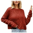thumbnail image 1 of UTSJKR Womens Twists Knit Sweaters Classic Solid Crew Neck Blouse Fall Winter Basic Loose Fit Short Pullover Sweaters Tops Long Sleeve Tunic Tops 2024 Fashion Red XL, 1 of 8