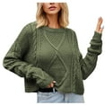 thumbnail image 1 of UTSJKR Womens Twists Knit Sweaters Classic Solid Crew Neck Blouse Fall Winter Basic Loose Fit Short Pullover Sweaters Tops Long Sleeve Tunic Tops 2024 Fashion Green XL, 1 of 8