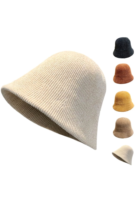 Womens Vertical Rib Knit Short Crown Bucket Hat with Slim Brim for Spring City Commute Caf茅 Meetup Weekend Window Shopping Soft Light Casual Headwear Beige