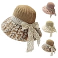 thumbnail image 1 of UTSJKR Womens Wide Brim Bucket Hat with Lace Ribbon Floral Embroidery for Summer Seaside Getaway for Country Fair Outdoor Brunch Soft Foldable UV Shield Travel Headwear Beige, 1 of 6