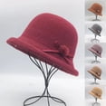 thumbnail image 1 of UTSJKR Womens Winter Church 1920s Bowler Bucket Hat Vintage Felt Cloche Cap Winter Floral Fedora Bow Pompom Bowler Hats Purple, 1 of 4