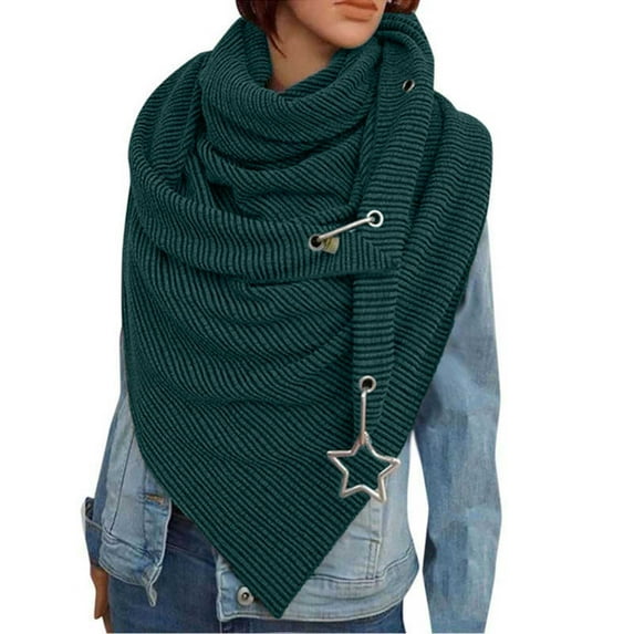 UTSJKR Womens Winter Knit Scarf Casual Chunky Long Warm Shawl Scarves Vintage Solid Oversized Blanket Scarf Green