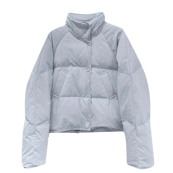 UTSJKR Womens Winter Stand Collar Down Cotton Padded Coat Fashion Loose Warm Outwear Overcoat Female Puffer Jacket Parka Blue XXL