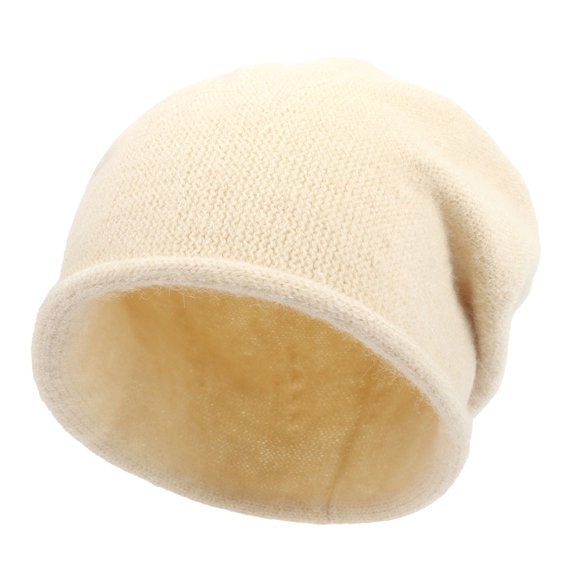 UTSJKR Wool Cuff Beanie Hat, Unisex Warm Winter Caps Soft, Breathable Cozy Stretchy Double Layer Knitted Cuffed Pullover Cap Beige