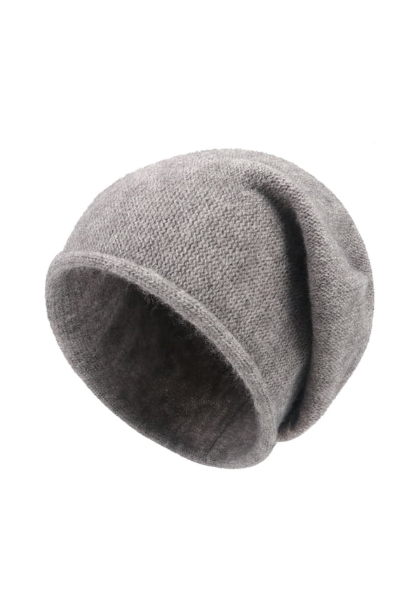 Wool Cuff Beanie Hat, Unisex Warm Winter Caps Soft, Breathable Cozy Stretchy Double Layer Knitted Cuffed Pullover Cap Dark Gray