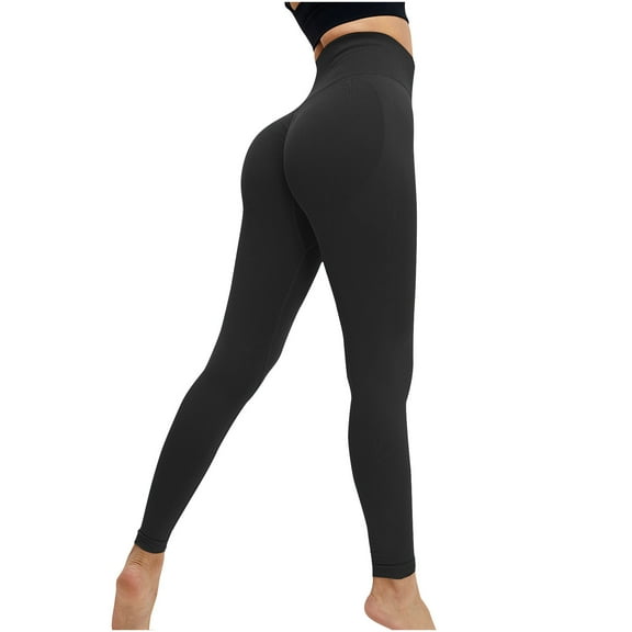 UTSJKR Workout Leggings for Women Tummy Control Yoga Pant High Waisted Compression Gym Pants Seamless Scrunch Butt Leggings Black L
