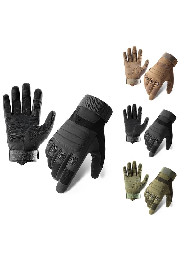 Workout Shooting Hard Knuckle Gloves for Men and Woman with Touchscreen Fingers - Durable and Comfy Hand-Gear for Outdoor Work Cycling Green
