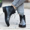 thumbnail image 1 of UTTOASFAY Boots for Women, Women'S Winter Chunky Flat Leather Patchwork Front Iace Up Patchwork Boots Clearance, 1 of 4