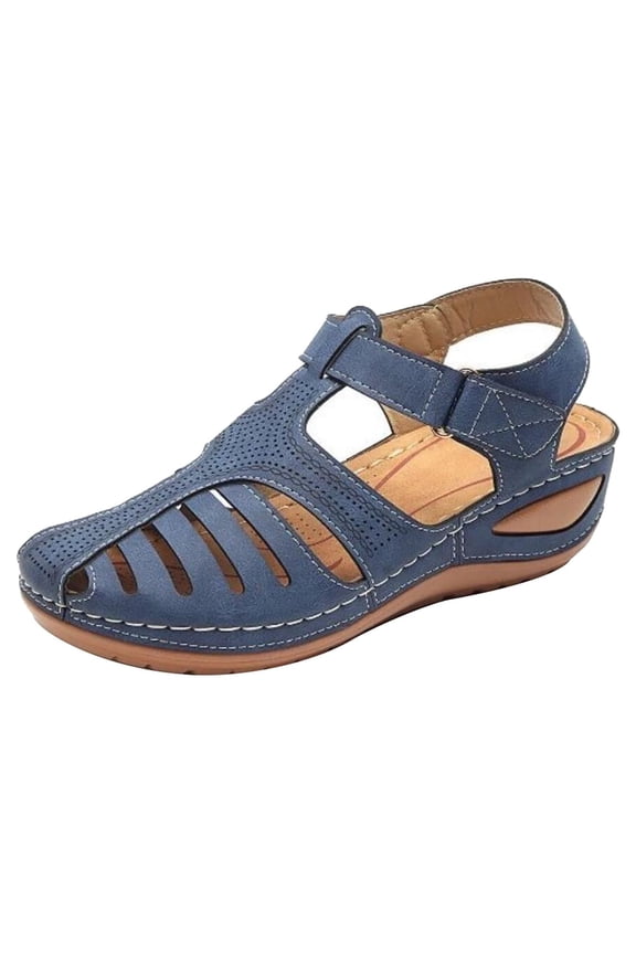 UTTOASFAY Sandals for Women Soft Leather Closed Toe Vintage Anti-Slip Sandals for Women High-Quality