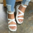 thumbnail image 1 of UTTOASFAY Clearance Sandals for Women Summer Fashion Women Buckle Flat Open Toe Slipper Sandals Beach Casual Shoes Flash Picks, 1 of 6