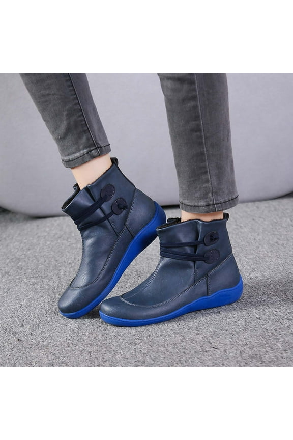 UTTOASFAY Clearance Shoes Women Boots,Autumn Winter Plus Size Casual Flat Short Overshoes Women Boots Flash Picks