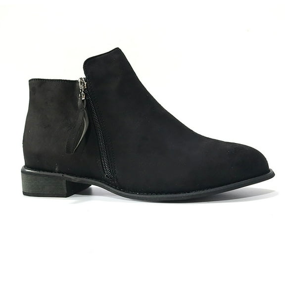 UTTOASFAY Clearance Shoes Women Boots,Fashion Women Square Flat with Buckle Strap Solid Color Mid Boot Keep Warm Snow Boots Rollbacks