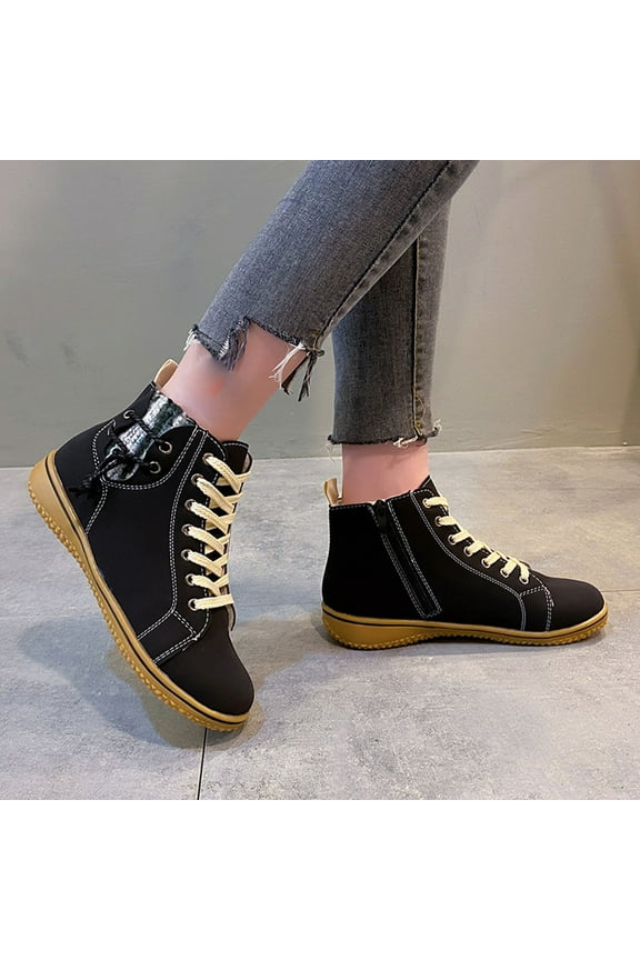 UTTOASFAY Clearance Shoes Women Boots,Snow Boots Women'S Flat-Heeled Boots Winter Plus Cotton Short Boots Ladies Cotton Shoes Plus Size Flash Picks