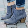 thumbnail image 1 of UTTOASFAY Clearance Shoes Women Boots,Winter New Warm Women's Shoes Thick Heel Zipper Ankle Boots Rollbacks, 1 of 4