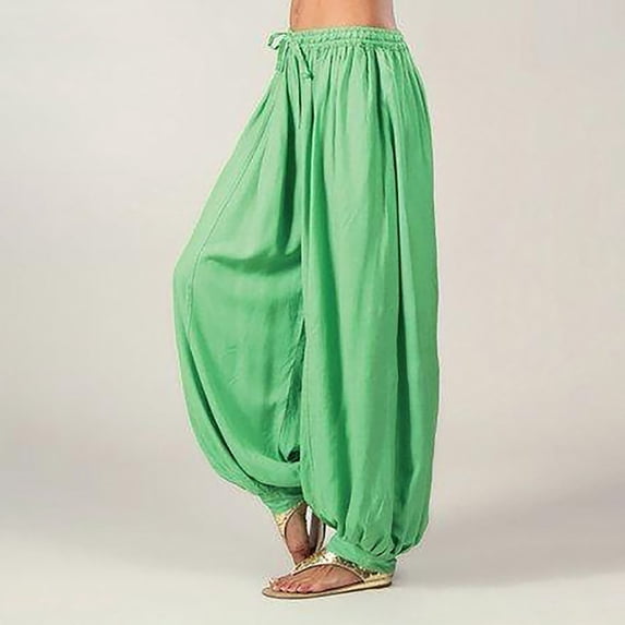 UTTOASFAY Clearance for Women Pants Women Plus Size Solid Color Casual Loose Harem Pants Yoga Pants Women Trousers Rollbacks Green S
