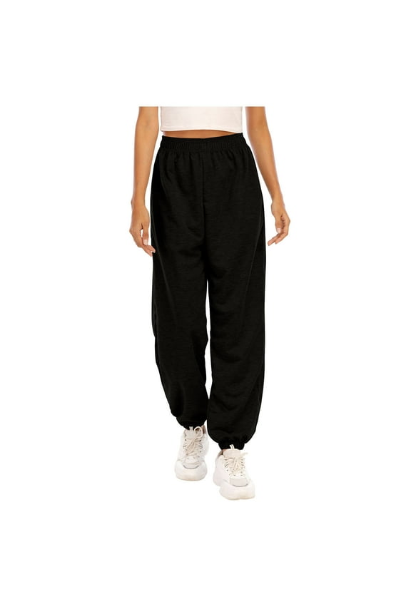 UTTOASFAY Women Pants Women Sports Pants Trousers Jogging Sweatpants Jogger Pants Black XXL
