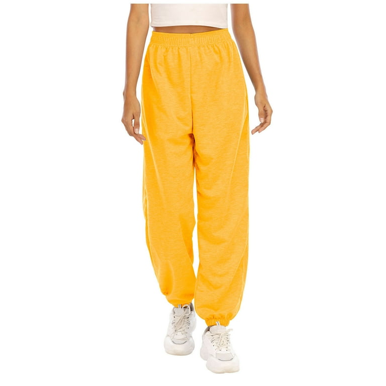 UTTOASFAY Clearance for Women Pants Women Sports Pants Trousers Jogging  Sweatpants Jogger Pants Rollbacks Yellow S