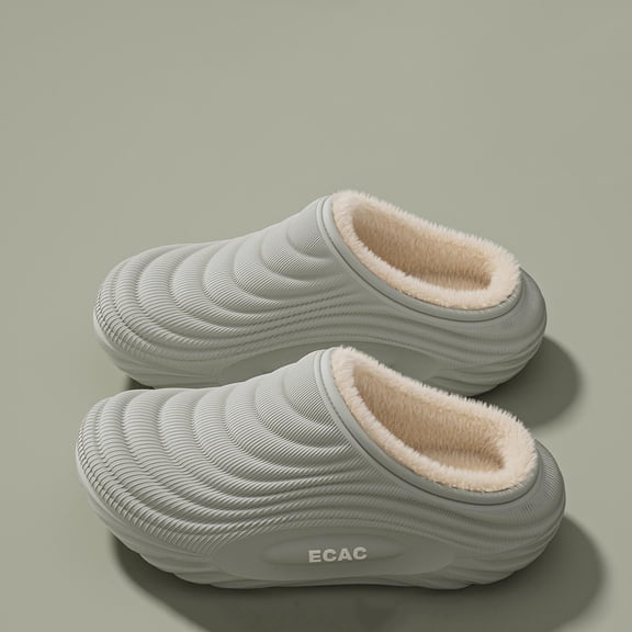 UTTOASFAY Cozy Slippers for Women Comfortable Waterproof Slippers With A Closed Toe For Fall And Winter. Thick Sole Fleece-Lined Sandals. Time and Tr