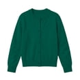 thumbnail image 1 of UTTOASFAY Kids Knit Cardigan Sweater Solid Color Long Sleeve Round Neck Button Front Soft Fleece Warm Casual Outerwear for School Fall Winter Wear (8-9Years)Green, 1 of 9