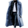thumbnail image 1 of UTTOASFAY Men Coats Men Casual Solid Winter Turndown Keep Warm Single-Breasted Windbreaker Thicken Over the Knee Overcoat Coat Blue 12(Xxl), 1 of 2
