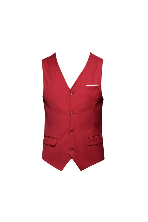 UTTOASFAY Men Coats Clearance Men's Autumn Winter formal Bussiness Tuxedo Suit Waistcoat Vest Jacket Top Coat Red XxxxXL